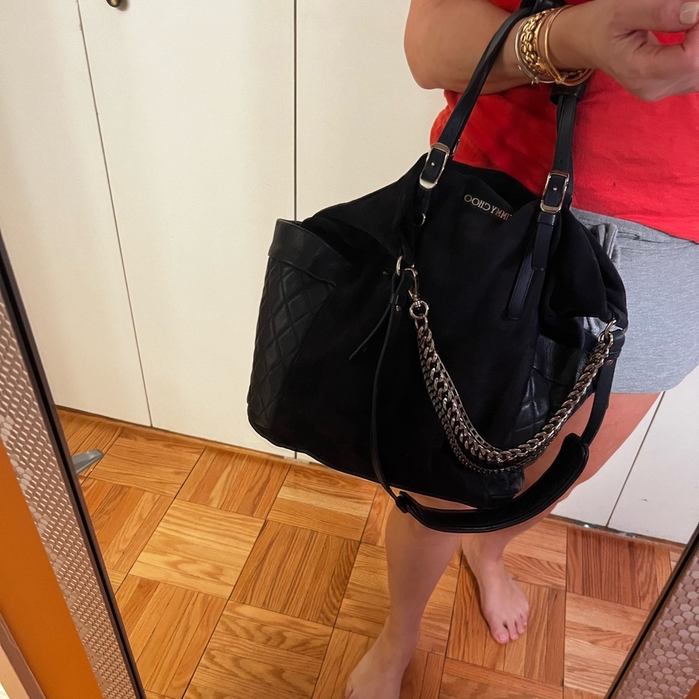 Jimmy Choo Rocker Bag in Navy blue suede and leather combo